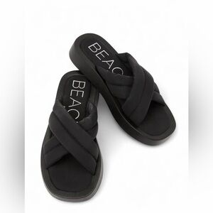 Piper Black Flatform Slide Sandals Beach by Matisse NWOT*